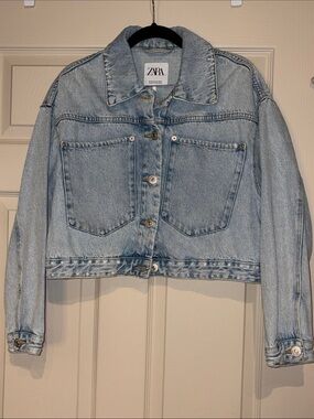 ZARA Light Blue Cropped Denim Jacket